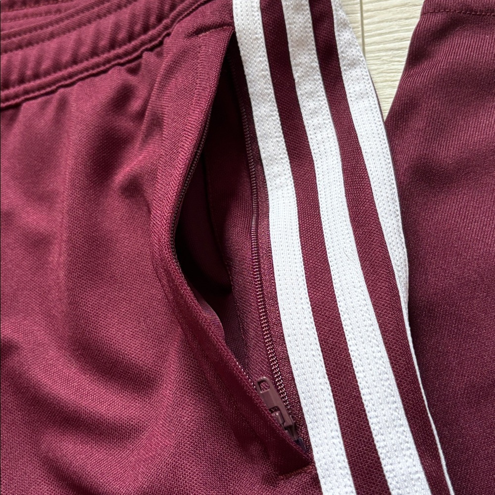Adidas Burgundy Track Pants with White Accents - Picture 5 of 6